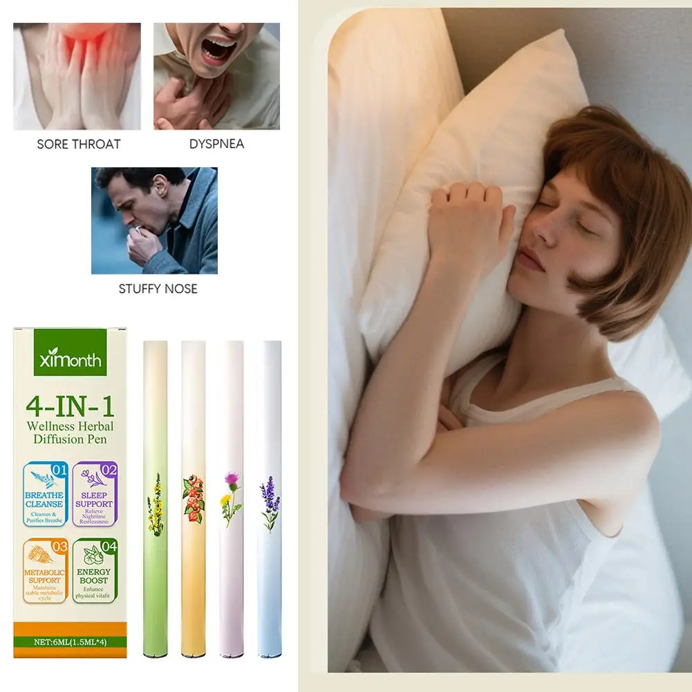 Barre combinée d'énergie à base de plantes 4 en 1, stylo diffuseur à base de plantes, soulage la Fatigue de conduite, la somnolence, barre d'énergie essentielle rafraîchissante à la menthe