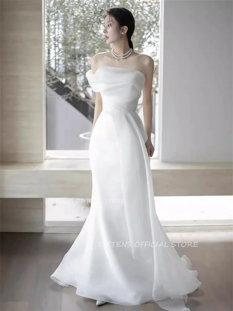 Elegant One Shoulder Wedding Dresses Korea 웨딩드레스 Photoshoot Off Shoulder Chic Bridal Gowns Mermaid Bride Dress Custom Made 2024