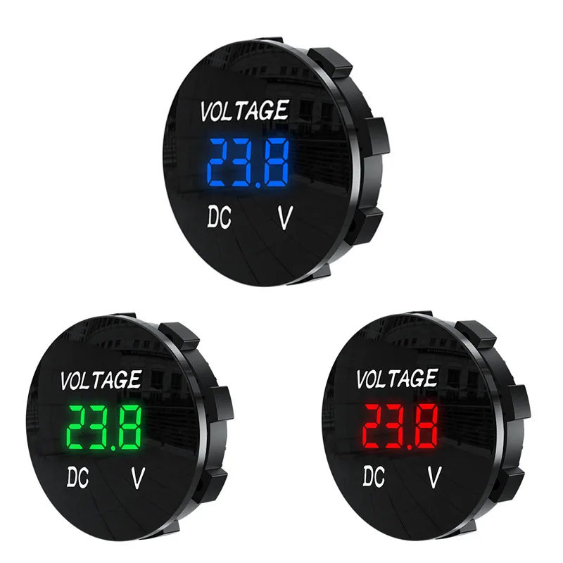 QC 3.0 DC12V-24V Digital Voltmeter Ammeter Voltage Monitor with USB Charger for Car Boat Marine Caravan