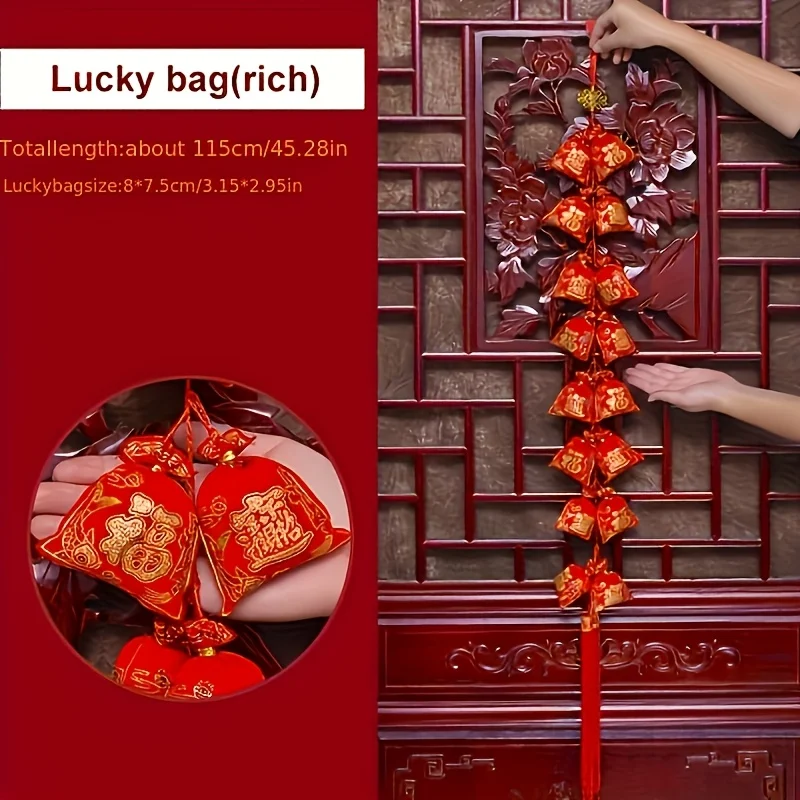 5PCS New Year'S Chili String Firecracker Pendant Lucky Bag Living Room New House Festival Decoration Spring Festival Home Furn