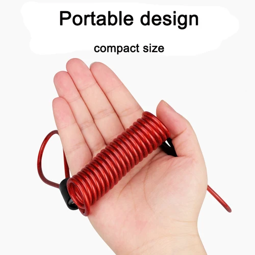 Imagen 2 del producto Bloqueo de disco de alarma de seguridad antirrobo, bloqueo de freno de disco de rueda de motocicleta, bolsa y Cable de resorte de recordatorio, 120cm