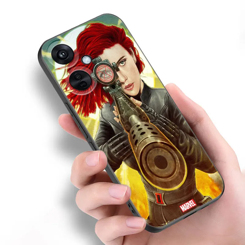 Marvel Black Widow Black Silicone Phone Case For OnePlus 10R 11R 12R ACE 2 3 Pro 2V 3V Nord CE 2 3 4 Lite N10 N20 N30 SE 5G