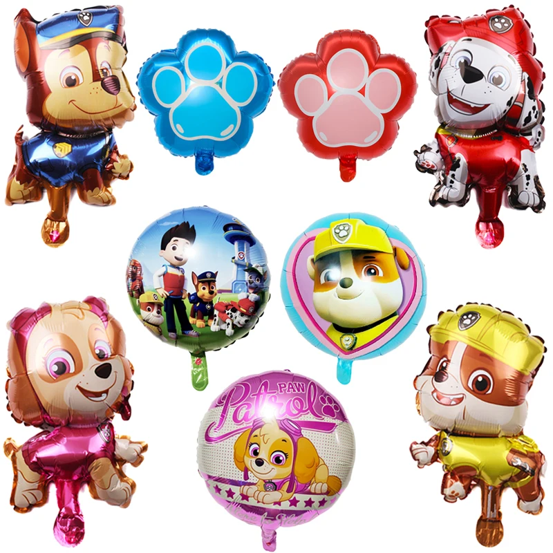 Mini Cartoon Paw Patrol Dog Foil Balloon Children's Birthday Party Decoration Chase Ruby Marshall Baby Toy Aerial Balloon Gift