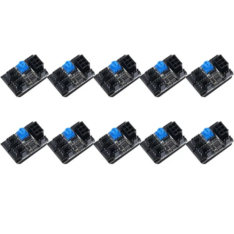 Delicate Texture-10X 3-Pin 4-Pin Fan Adapter PWM PC Case Cooling Fan Hub 8-Way Splitter 12V Speed Controller With 6-Pin Power Po