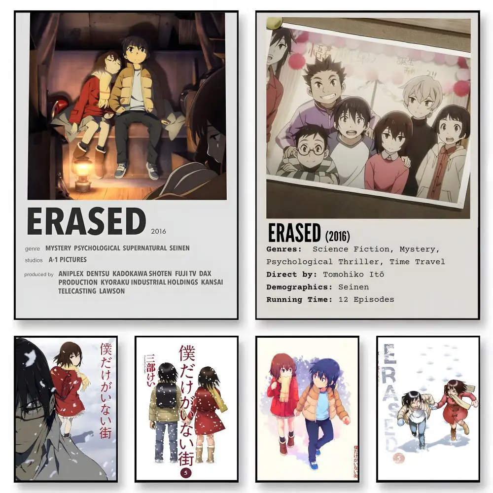 Anime Erased Poster  Character Print Japanese Graphic Streaming Film Style Wall Artwork Bedroom Decor