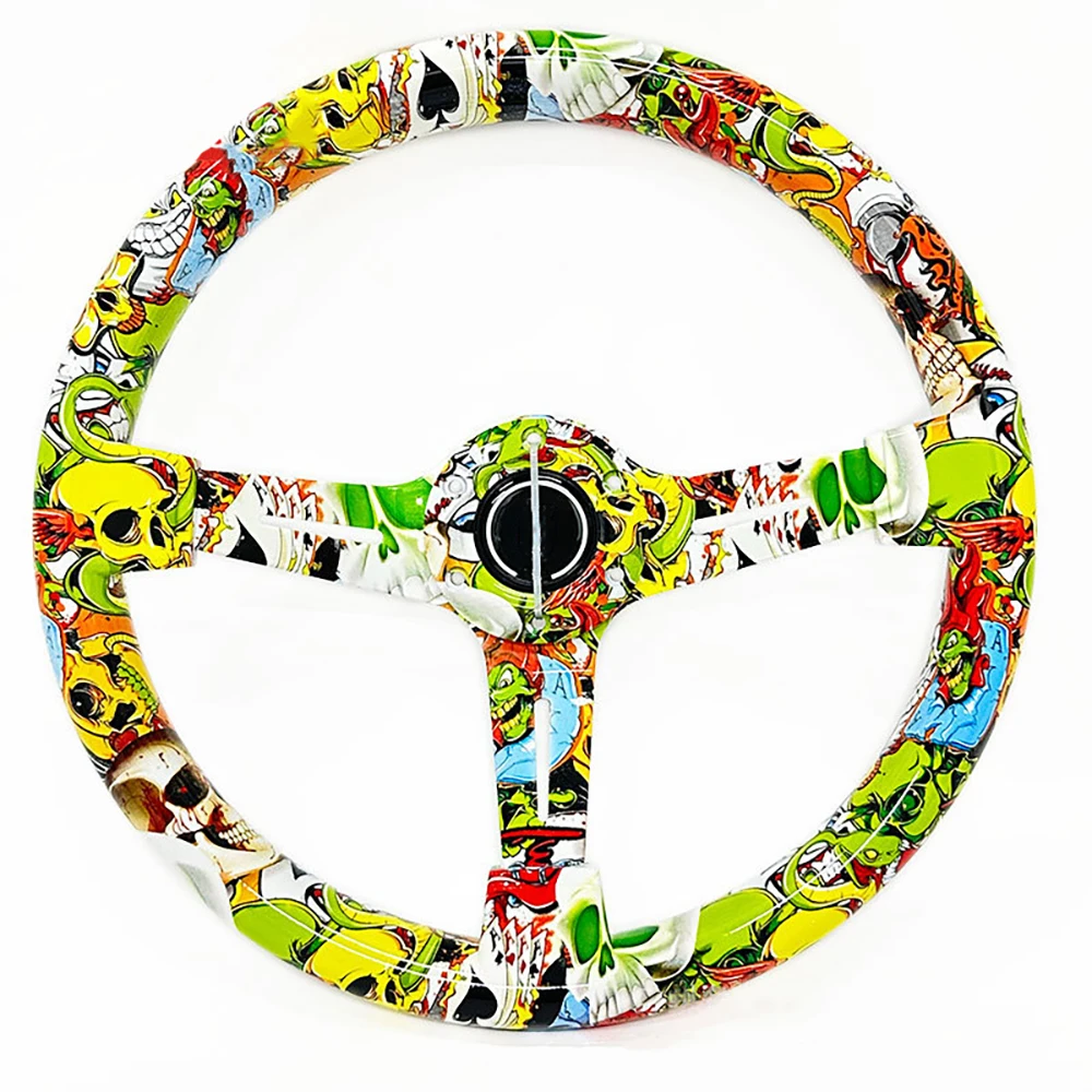 

14 Inch 350MM Universal Modification Acrylic Graffiti Steering Wheel Competition Trendy Steering Wheel Cars Accessories