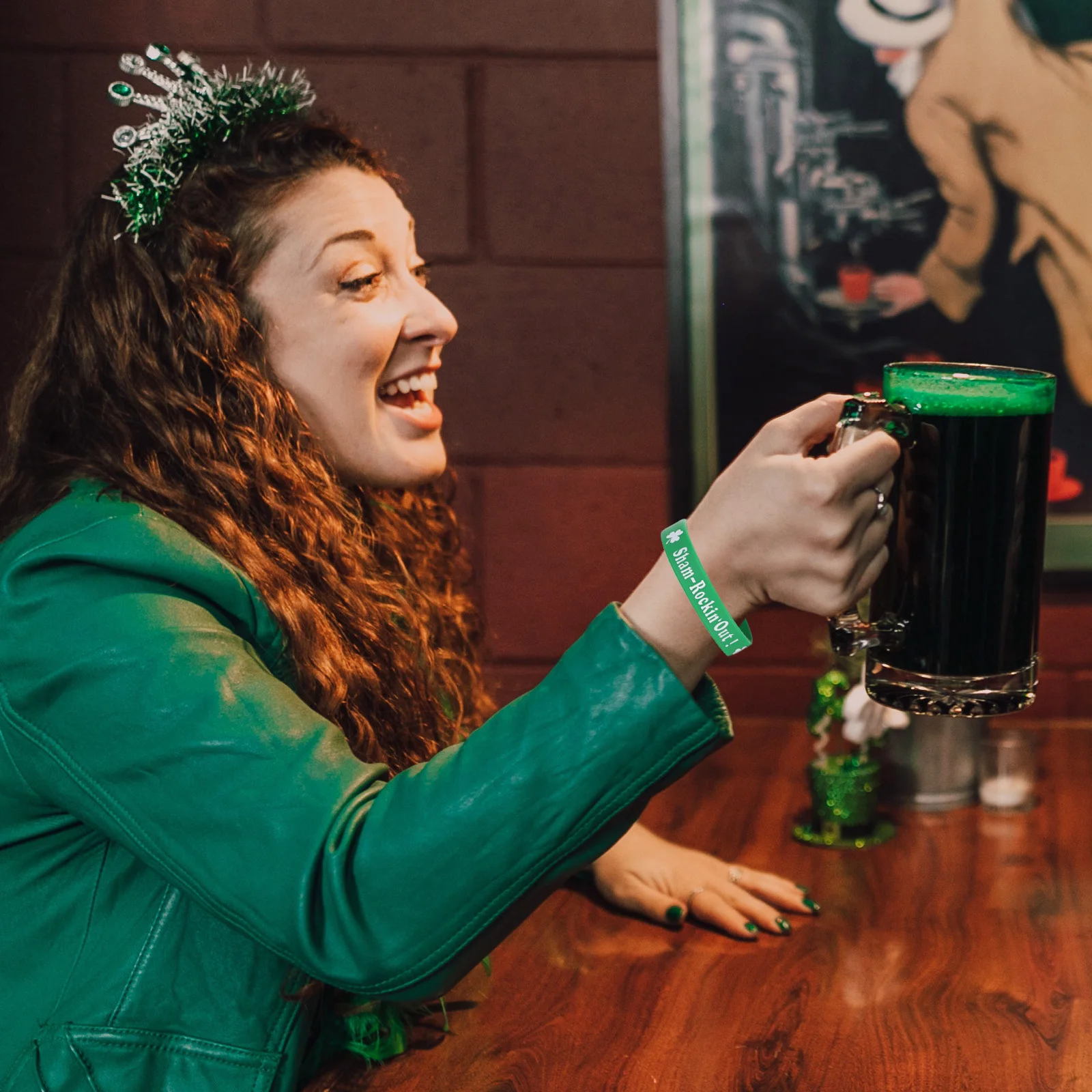 

12Pcs Silicone Shamrock Wristbands St Patricks Day Party Favors Adjustable Durable Elastic Bracelets Gifts Silicone Bracelets