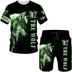 Summer Men's T-shirt Set Sportswear Cool Lion 3d Printed Short Sleeve Shorts 2 Piece Set Fashion Casual Sportswear Plus Size