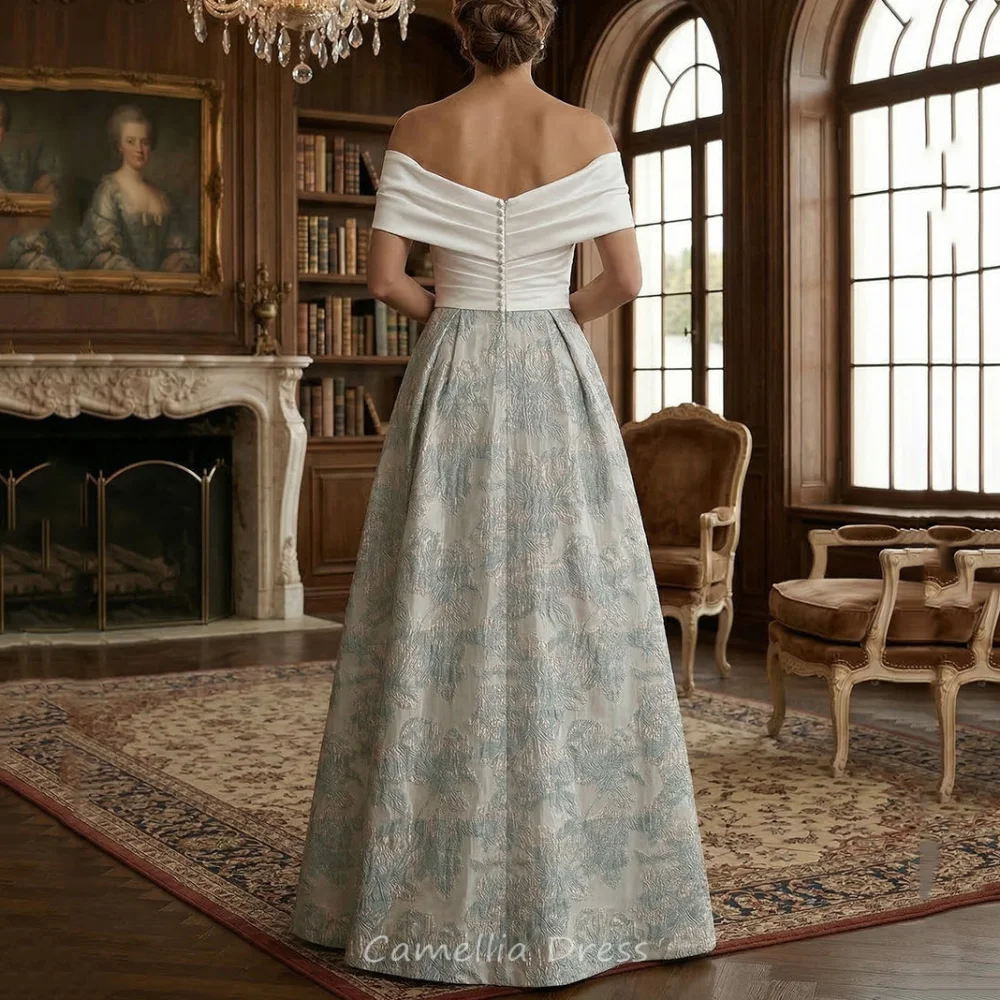 Mother of the Bride Dress Customized A Line Off Shoulder Guest Dress Elegant Split Wedding Party Gown vestido invitada boda