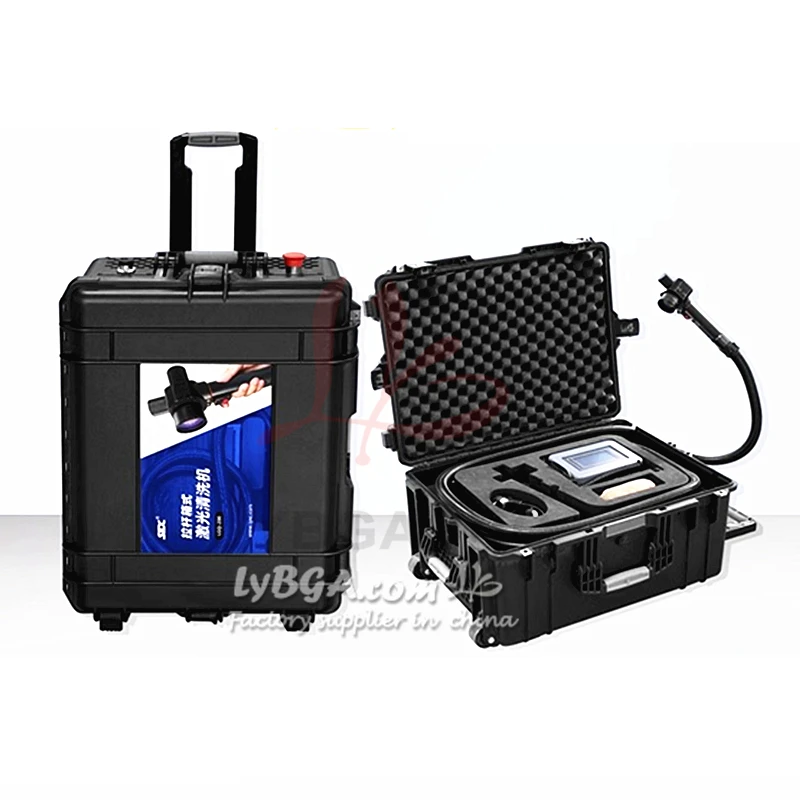 Máquina de limpieza láser de pulso para eliminación de óxido, equipo de descalcificación láser de 200W y 100W, limpiador de moldes desoxidante para desengras de óxido refrigerado por aire