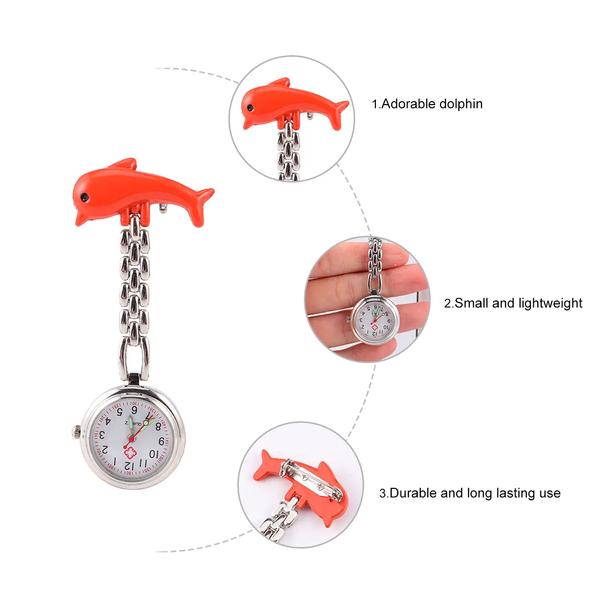 1개 의사용 가슴시계 창의적인 포켓 시계 아연 합금 발광 간호사 클립온 쿼츠 무브먼트 시계