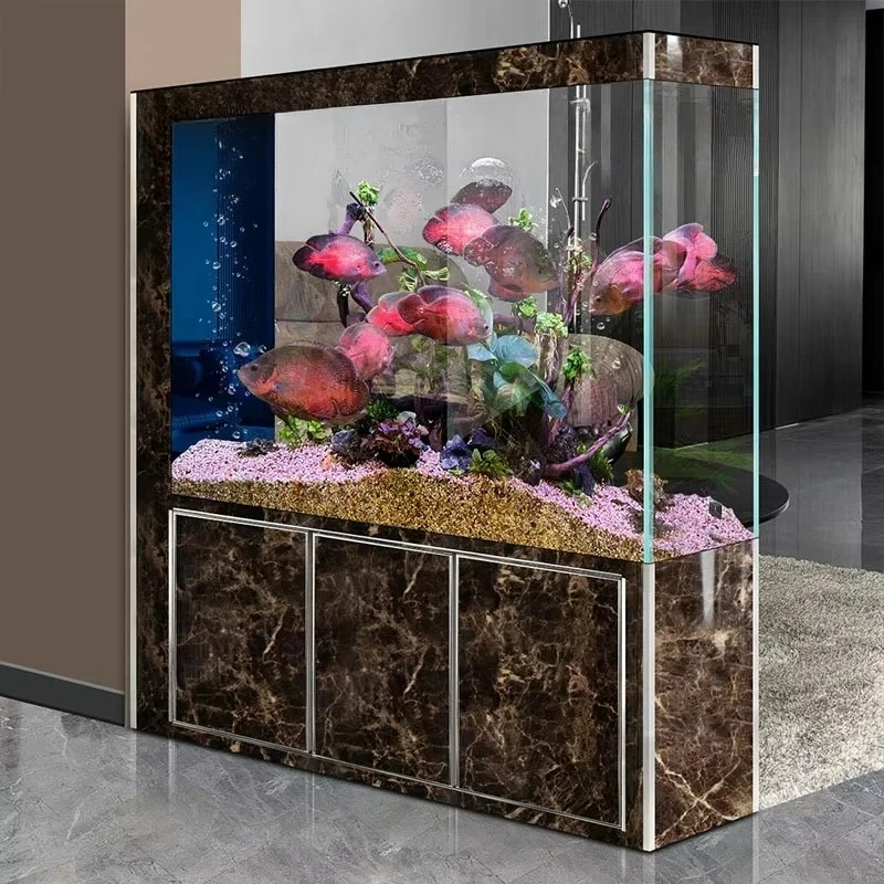 

water-free household screen partition aquarium bottom filter Ultra-white glass fish tank living room large ecological