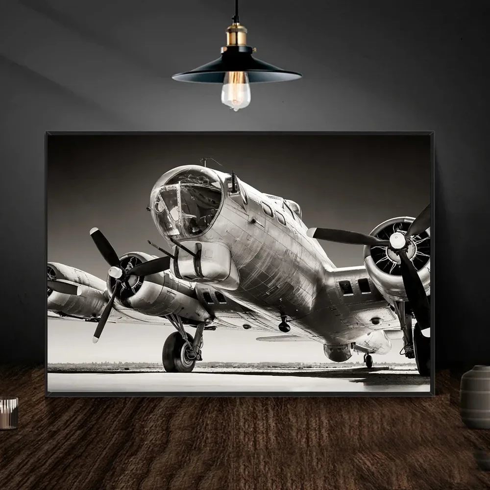 Vintage Aircraft Propeller Poster Prints For Living Room Home Decor Aviation Combat Aircraft Canvas Painting Wall Art Gift
