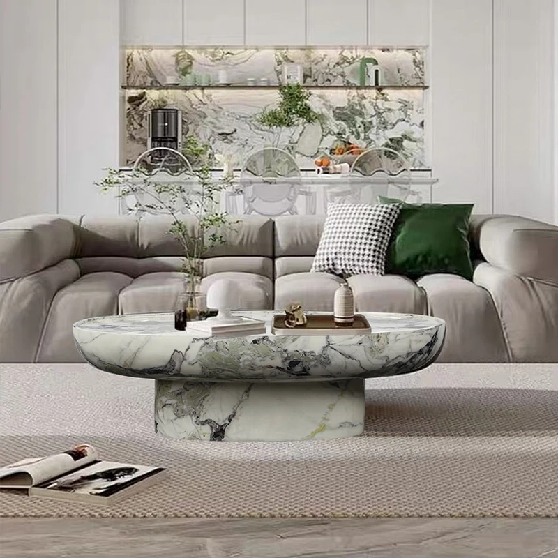 

Wabi-sabi style inkstone coffee table Italian minimalist special-shaped designer marble pattern high-end personalized outdoor