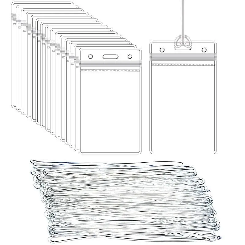 10 Pcs Transparent Name ID Badge Holder Waterproof Thick Vertical Business Card Holder Protectors with Resealable Zip