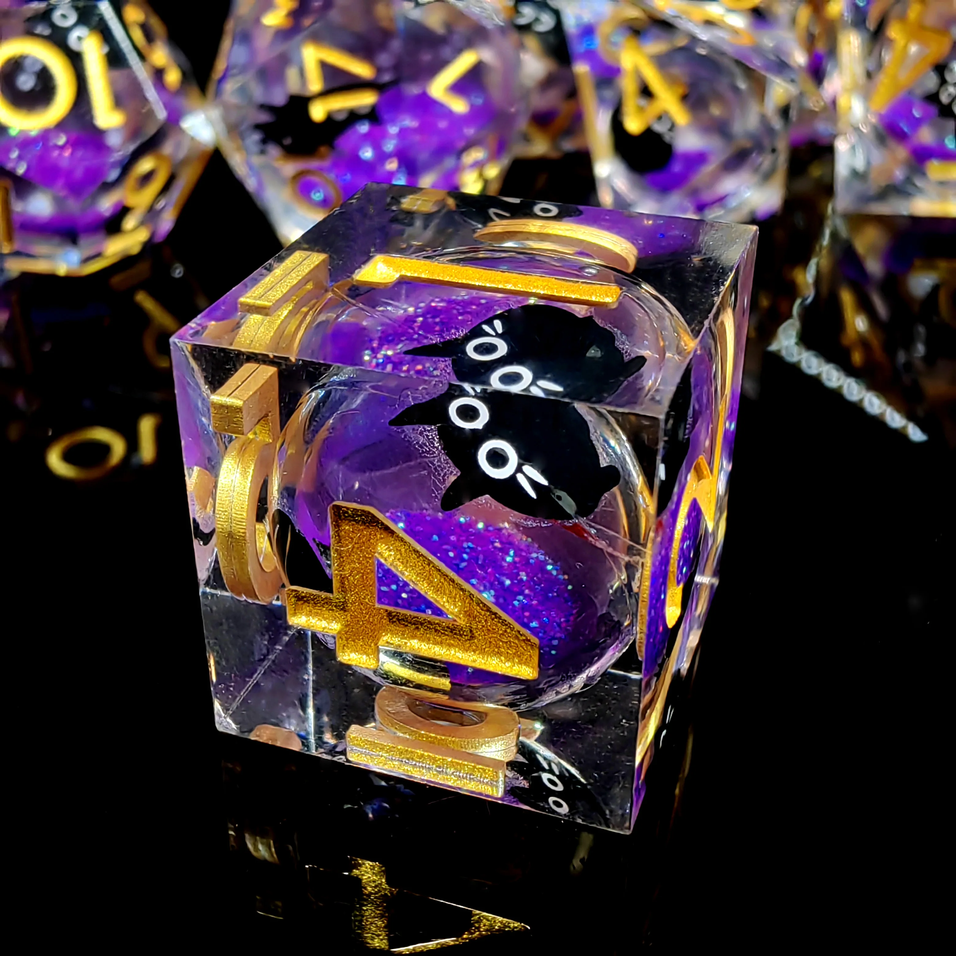 

Purple Sand Resin DnD Dice Set - 7-Piece Polyhedral Dice for Dungeons & Dragons, RPG Tabletop Games