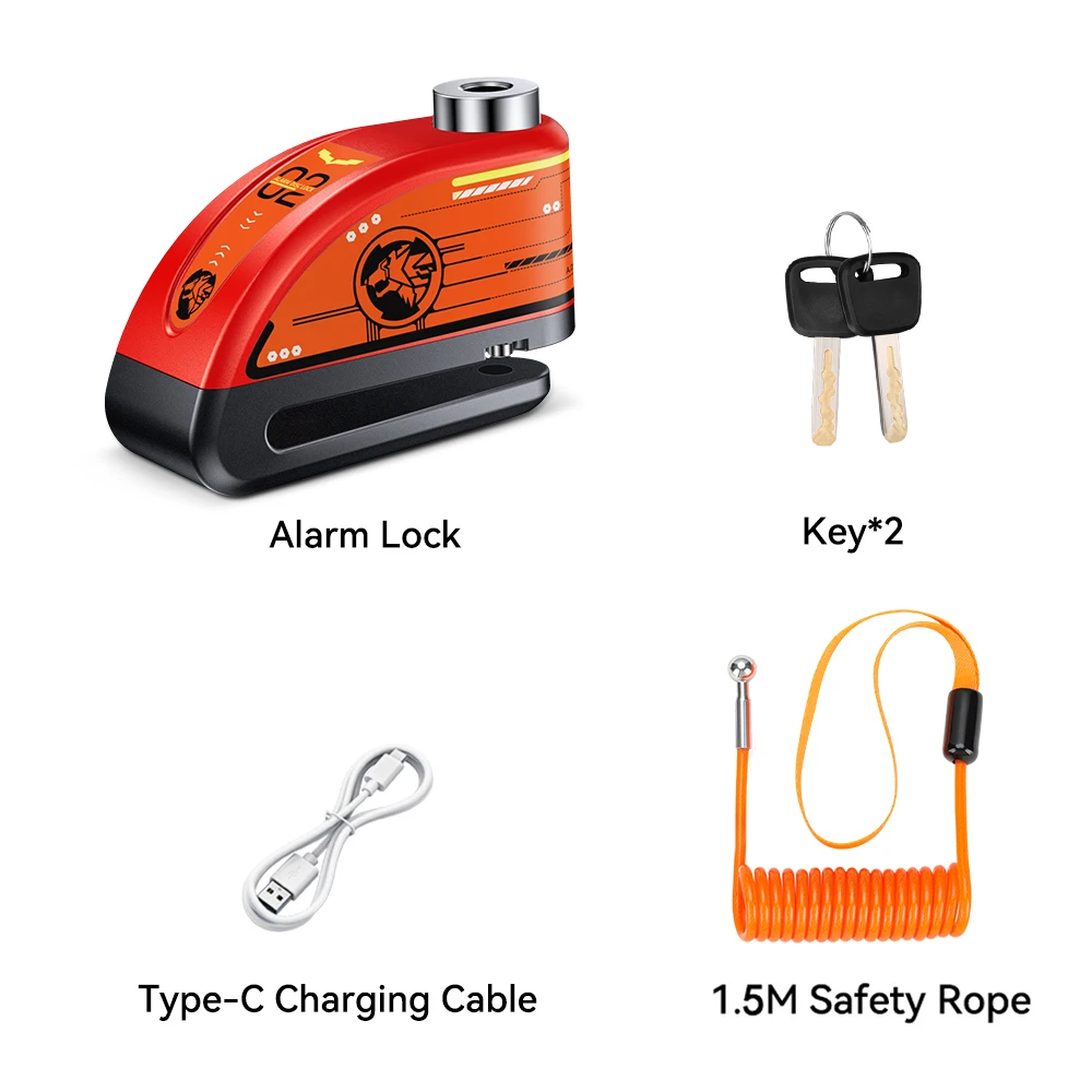 Extractme Motorfiets Alarm Schijfrem Slot 120dB Fietswiel Schijf Hangslot Beveiliging Anti-Diefstal Slot Scooter Alarma Motocicleta