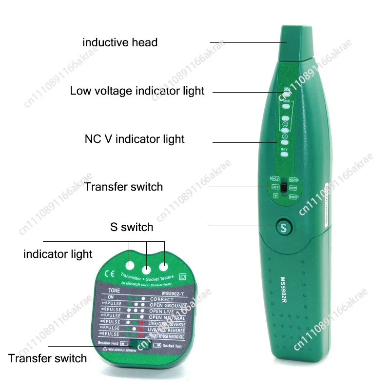 for MS5902R Multifunctional Wall Detector Strong Power 220V Dark Line Break Point Line Finder Empty Socket Tester