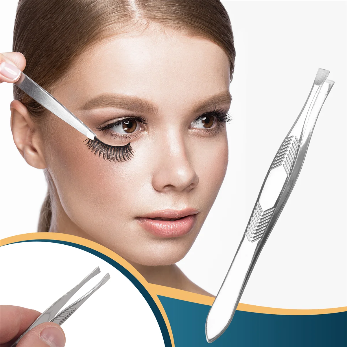 Silver Tone Stainless Steel 3.5" Length Tweezer for Eyebrow