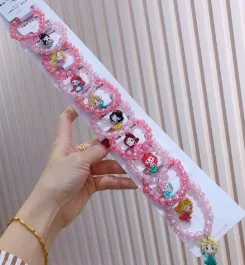 Disney Kid Bracelet Cartoon Princess Elsa Bracelet Jewelry Girl Student Cute Cartoon Crystal Beaded Bracelet Birthday Gifts Toys