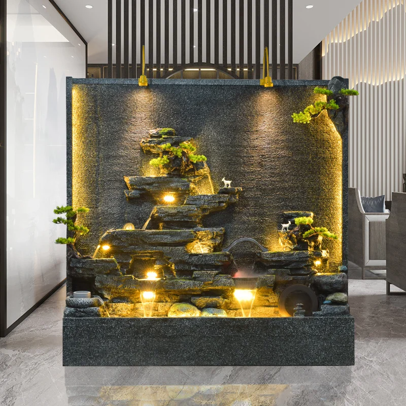 Large modern waterfall fountain outdoor garden