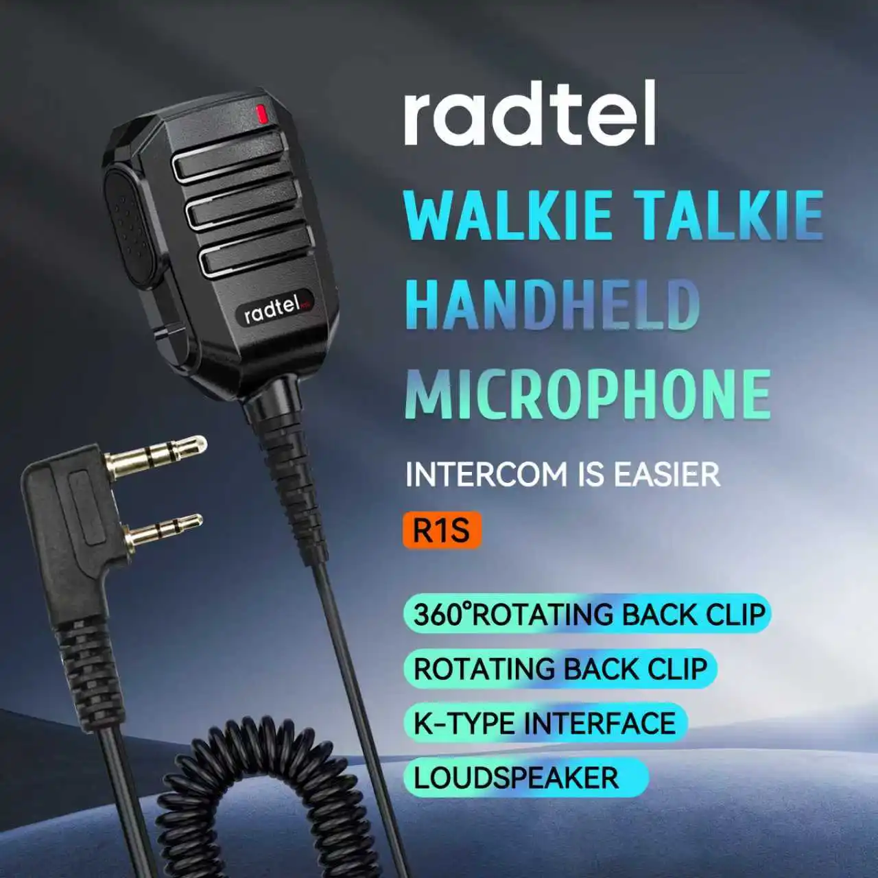 ميكروفون مكبر صوت Radte R1S مع 360 درجة °   مكبر صوت بمشبك حزام دوار لـ Radtel RT-4D RT-493 RT-860 RT-900 RT-910 RT-910B