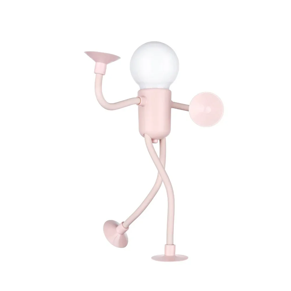Light Bulb Person Night Light Sports Talent Ornament Cute Suction Cup Changeable Shape Funny Decompression Ornament