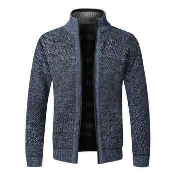 Autumn Winter Warm Cardigan Men Fleece Sweaters Full Zip Jackets Slim Fit Luxury Brand Knitted Sweater Coat American Jersey 4