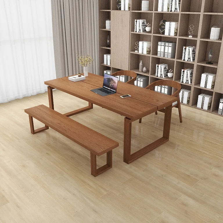 Ash wood Mobian dining table all solid wood Japanese logtable living room large longdesk desknew Chinese style