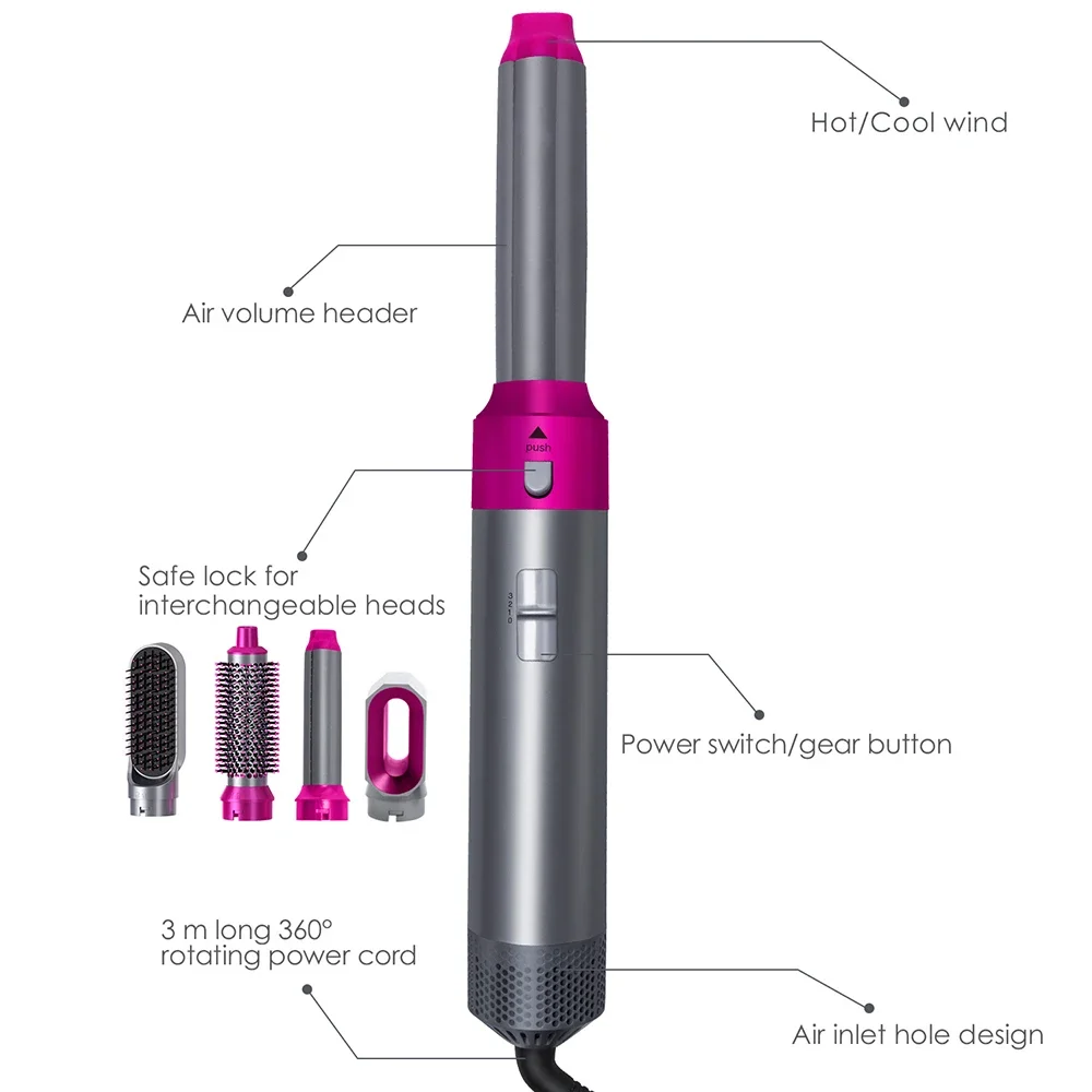 Spazzole elettriche per capelli 5 in 1 ad alta velocità Set pettine ad aria calda per Dyson Airwrap Curling Iron Bigodino per capelli Strumenti per