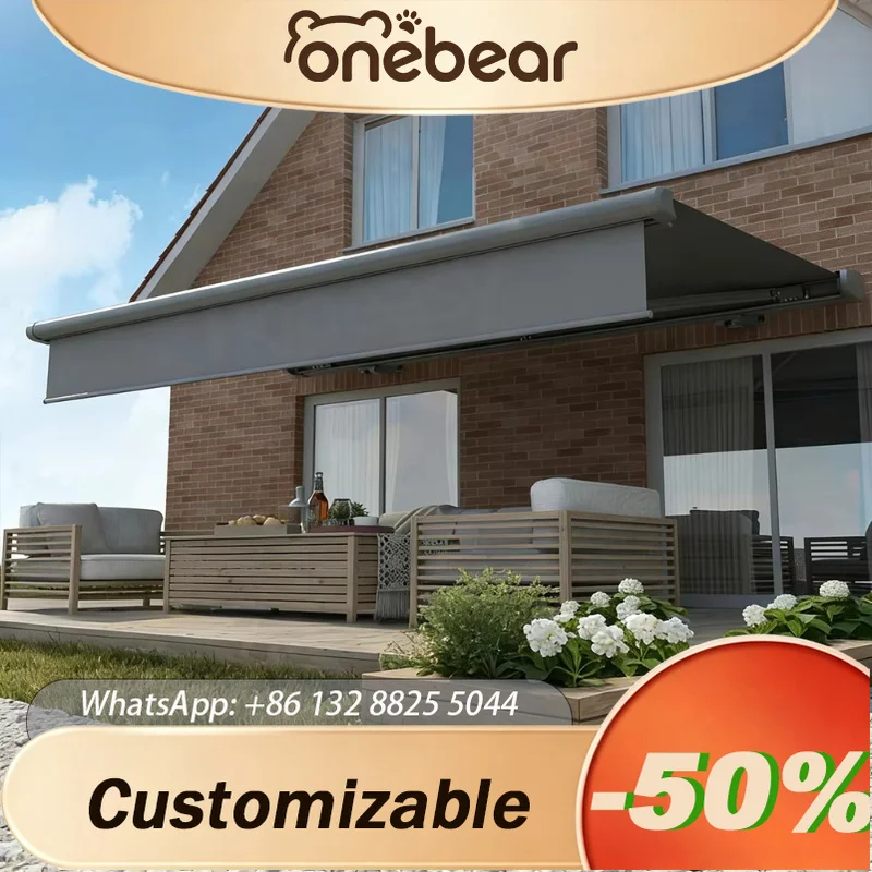 Any Size Custom Luxury Electric Aluminum Retractable Awning Full Cassette UV Proof Waterproof Wind Resistant Patio Garden