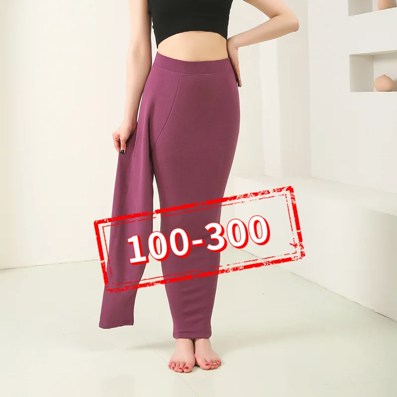 50-80kg Women Cheap Pants Autumn Winter Plus  Velvet Padded Comfortable Composite Polyester Fiber Warm Leggings For Cold