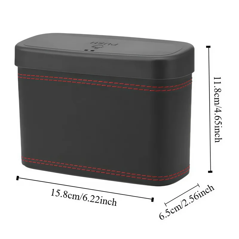 Multi-functional Car Press-down Storage Box PU Leather Vehicle Trash Can, Seat Back and Door Hanging Storage Box, Press-down view 6