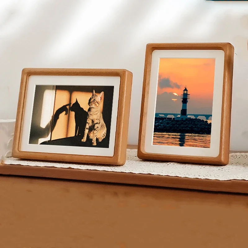 Solid Wood Mortise and Tenon Black Walnut Corner Round Picture Frame 8 Inch, 10 Inch Tabletop Display Frame for Home Decoration