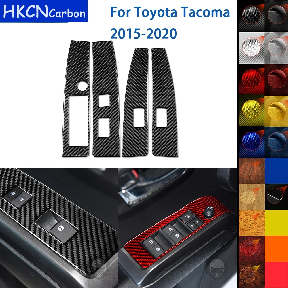 For Toyota Tacoma 2015-2020 Accessories Carbon Fiber Car Interior Windows Control Panel Cover Trim Sticker Decoration