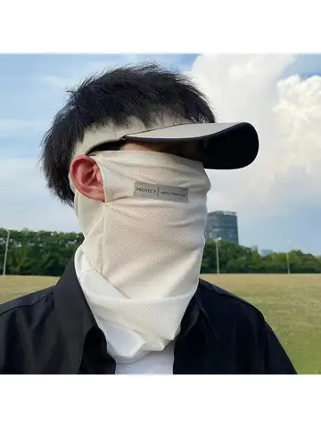 Anti Cursor Summer Men's Ice Sleeve Face Mask Driving Sun Protection Thin Ice Silk Loose Plus Size Hand Sleeves Men and Women