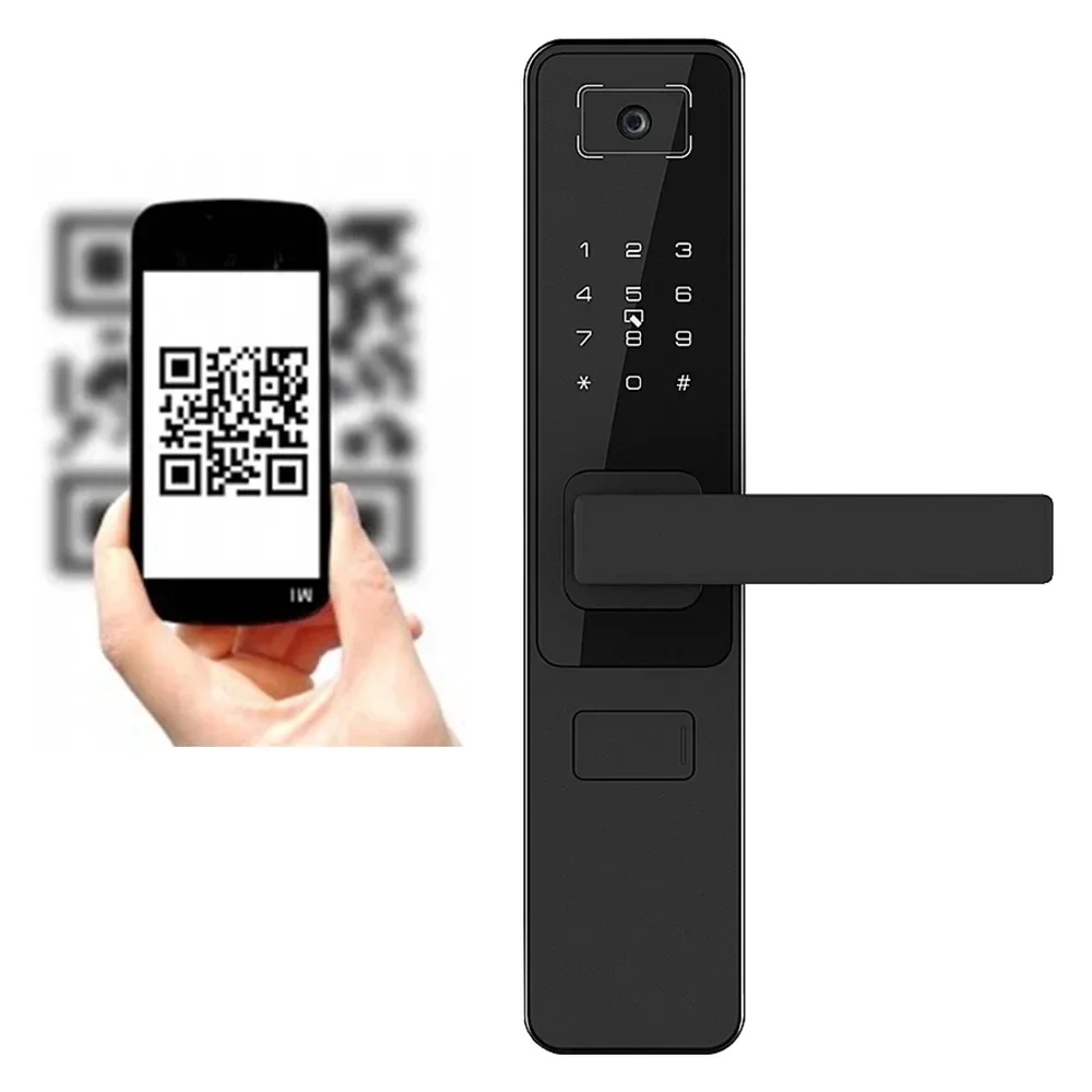 Kunci pintu pintar tanpa kunci Hotel, kunci keamanan pintu pintar Hotel Elektronik tanpa kunci dengan kode QR USB mikro 5V RFID Rakinda