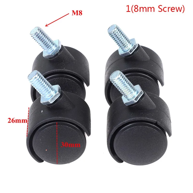 4Pcs 30mm Chair Wheel Furniture Caster Swivel Castor Brake Wheel Replace Hardware Trolley Silent Brake Protection