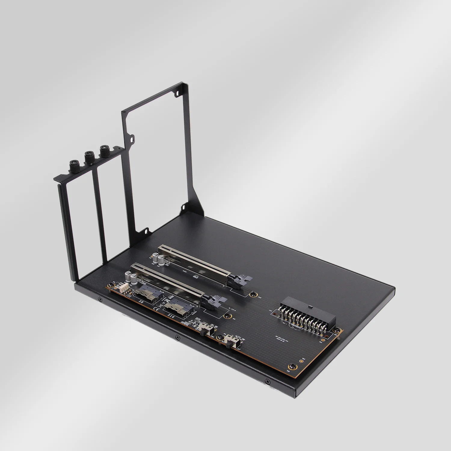 Double-wide dual-slot graphics card holder pass-through x8x8 expansion PEX8749PCIe3.0x16x16ATX power supply