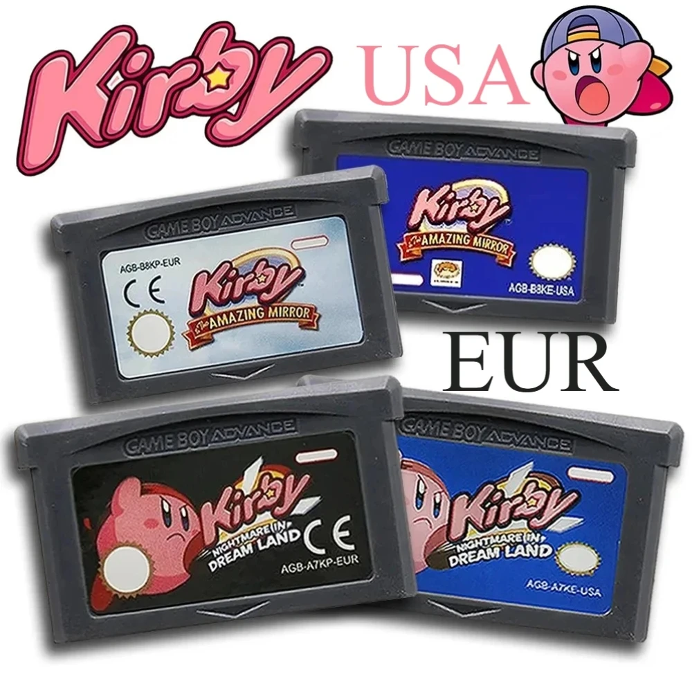 Cartucho de Jogo GBA Kirby de 32 Bits para USA/EUR - Amazing Mirror Nightmare in Dream Land para GBA NDS