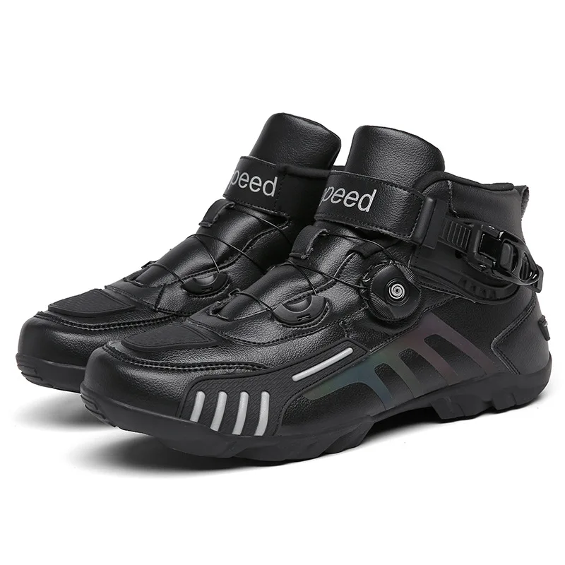 

Four Seasons Leather Motorcycle Boots Motorcyclist Boots Men Vintage Riding Ankle Boots Motorbike Shoes