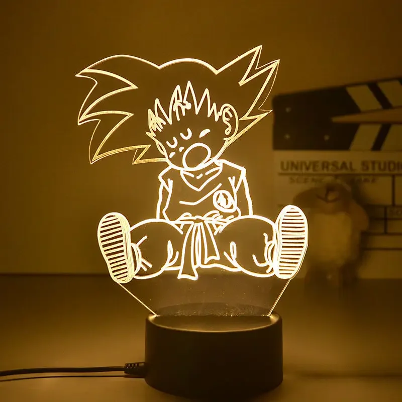 3D Goku Vegeta Anime Figure LED Night Light, Decoração para Crianças, Candeeiro de Mesa Dragon Ball, Enfeites, Brinquedos Infantis, Presentes de