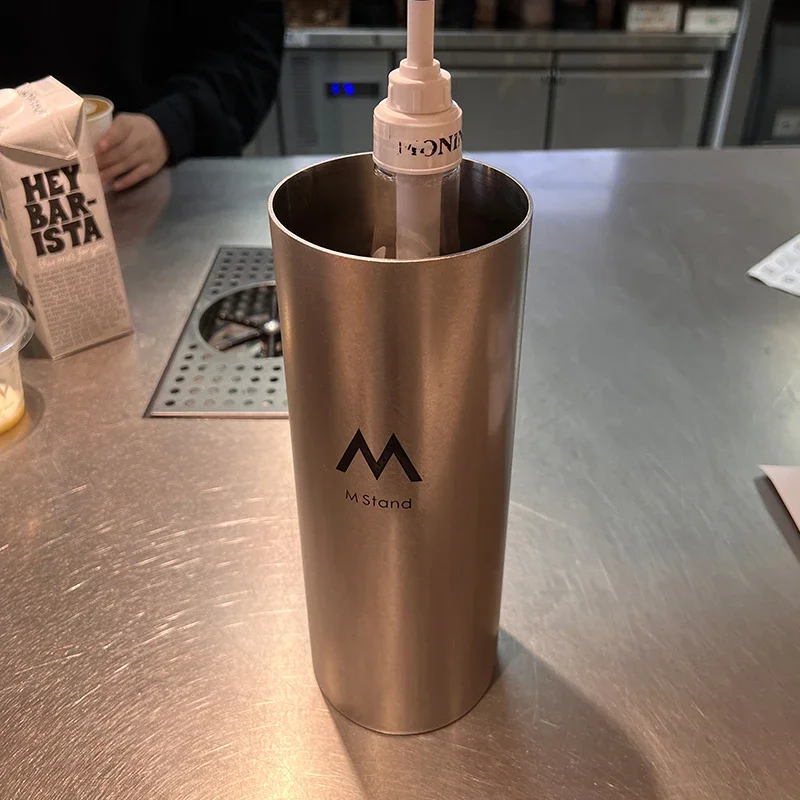 Stainless Steel Syrup Storage Cylinder Coffee Shop Bar Round Bottle Round Hole DesignIdeal For Moering DaVinci Syrup Fruit Syrup