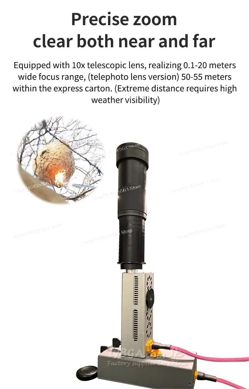 ​ ​ 260W 휴대용 레이저 장애물 제거 시스템, 텔레스코픽/회전 렌즈, 원격 점화 및 맞춤형 20-50M 범위 ​ ​