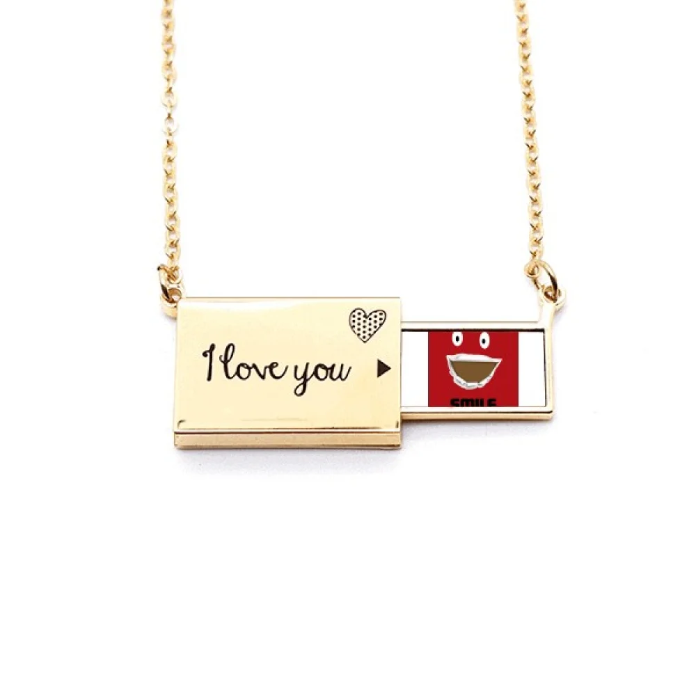 Happy Red Emotion Sle Wide Letter Envelope Necklace Pendant Jewelry