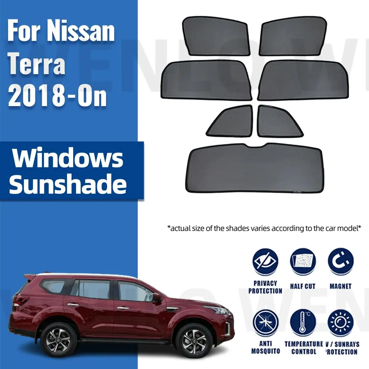 

For Nissan Terra X-Terra D23 2018-2024 Magnetic Car Sunshade Shield Front Windshield Curtain Rear Side Baby Window Sun Shade