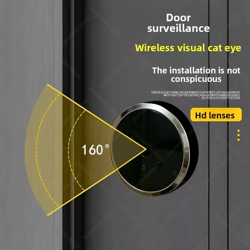 Wireless Smart Peephole Video Doorbell, Home Security Door Camera, HD Night Vision, Remote Two-way Intercom for Anti-theft Door