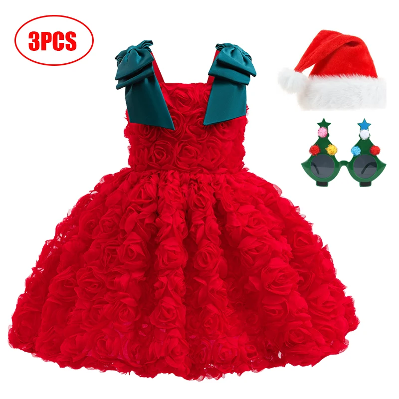 Girls Christmas Dress Tulle Tutu Dress Baby's First Birthday Dress Elegant pageant gown Casual dress for girls aged 3–8
