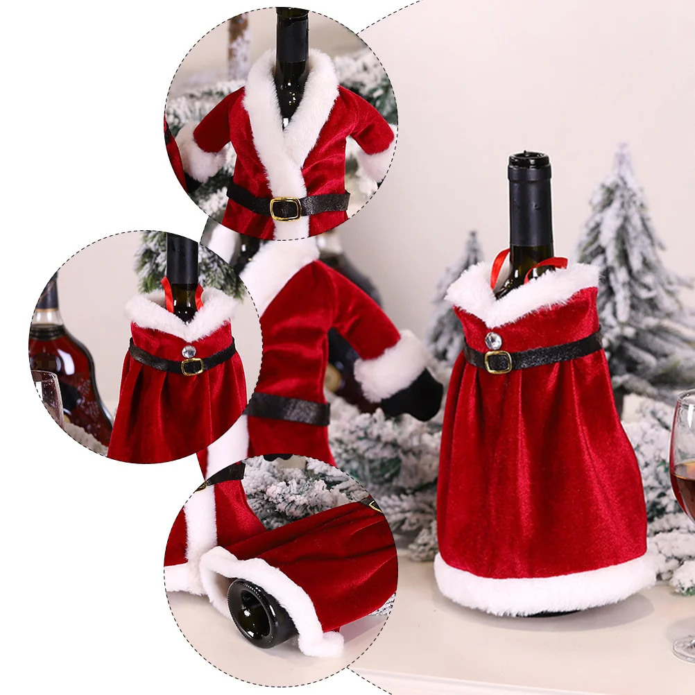 

2Pcs Christmas Wine Bottle Cover Fashionable Creative Dress Decor Suit Party Ornament Christmas Wine Suit