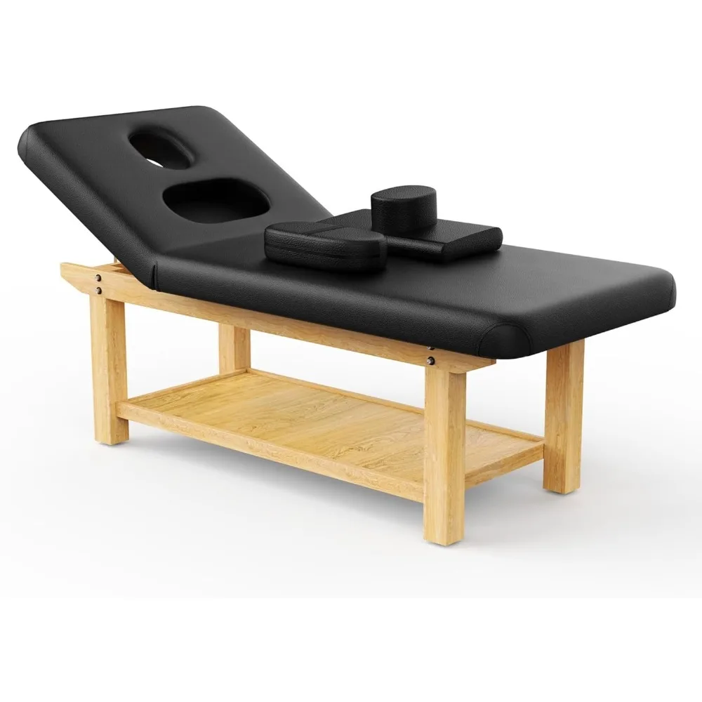 Massage bed.Wooden Massage Bed Adjustable Heavy-Duty WideStationaryMassage Table forTreatment Physical TherapyTable Professional